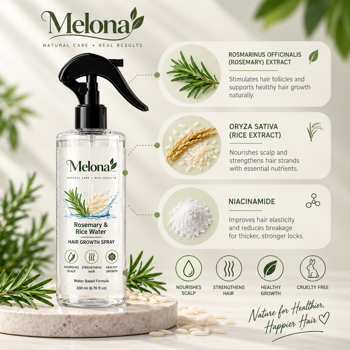 Rosemary Rice Water Hair Spray 200Ml
