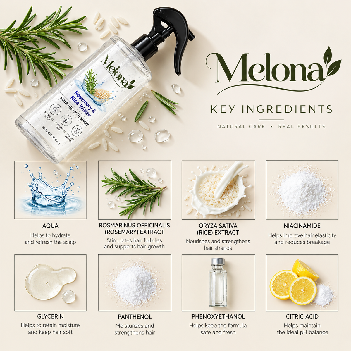 Rosemary Rice Water Hair Spray 200Ml